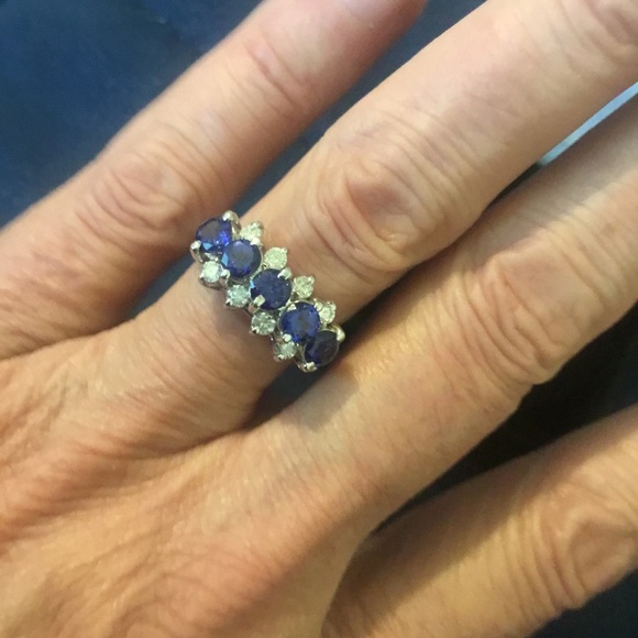 Vintage NWT 1.35 TCW 14K Natural Tanzanite & Diamond Ring - Picture 9 of 16